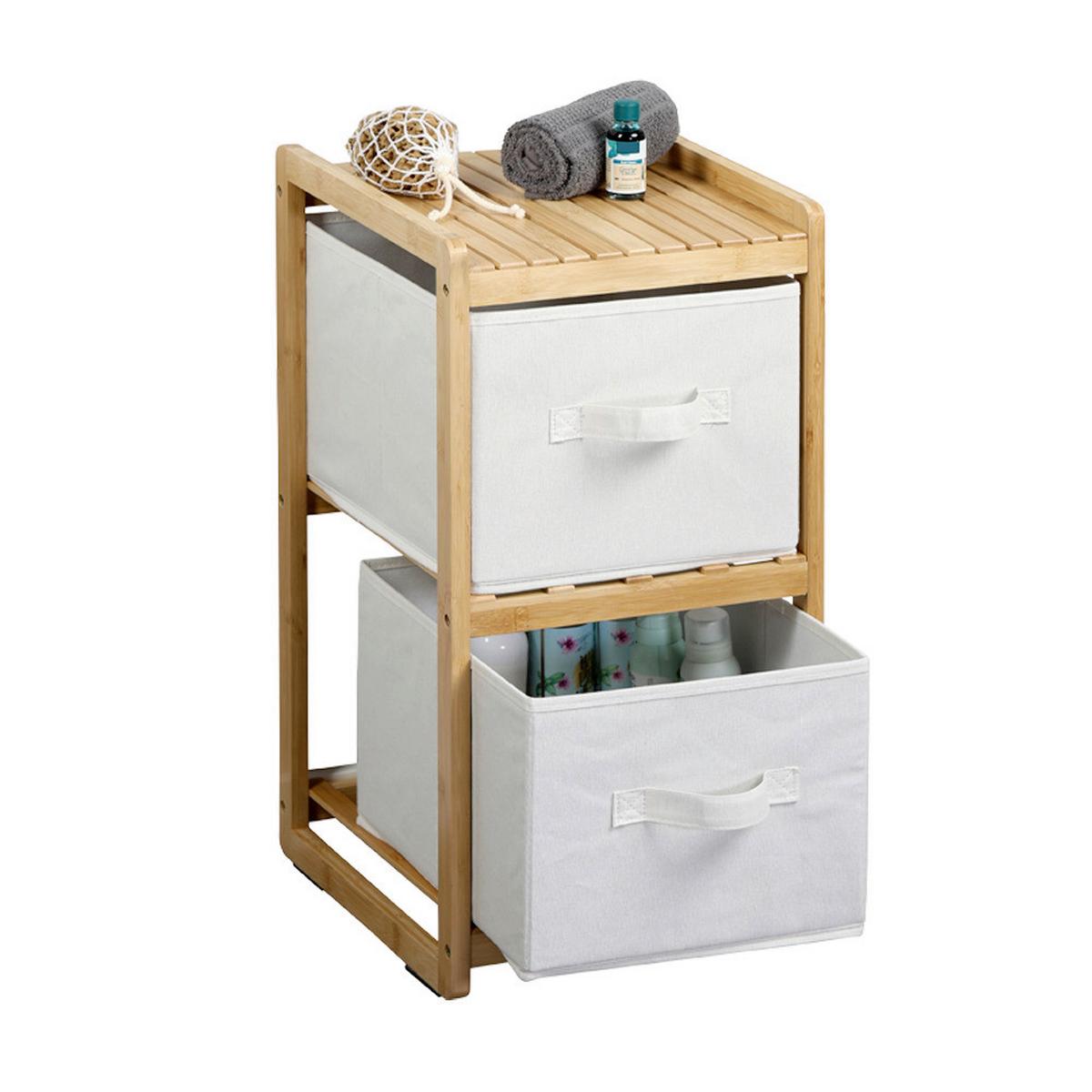 REGAL Bambus/Weiß B: 29,5cm - Naturfarben/Weiß, Basics, Naturmaterialien/Textil (29,5/57/33,5cm) - Kesper