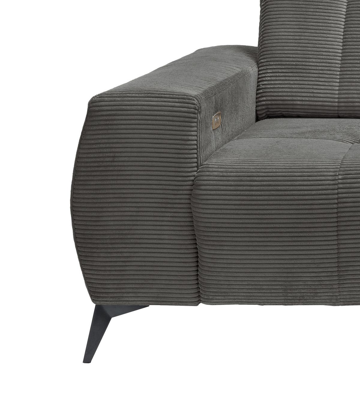 Ecksofa Mit Usb Anschluss Sano, Grau, S: 258x180 Cm - Schwarz/Grau, MODERN, Textil (258/180cm) - Livetastic