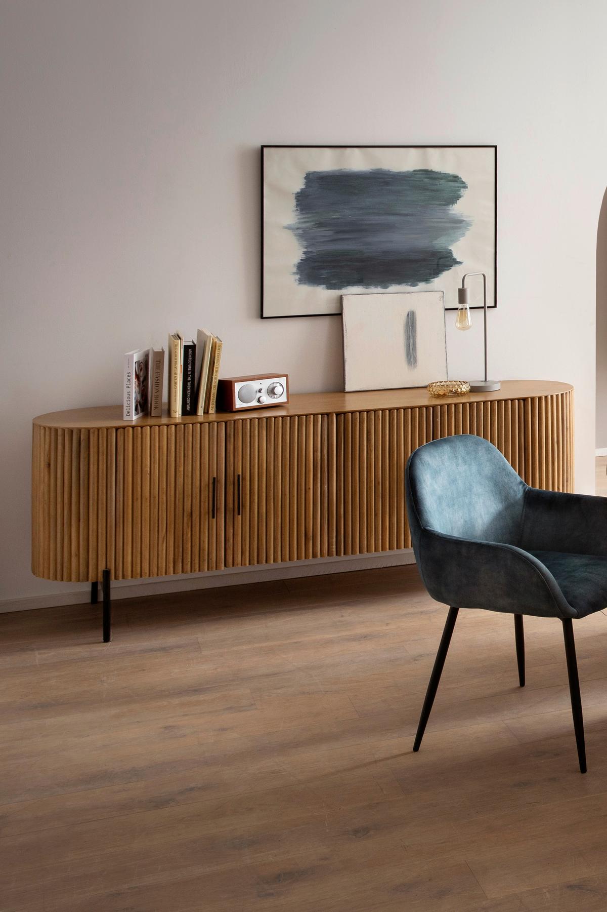 SIDEBOARD Schwarz/Naturfarben B: 190cm - Schwarz/Naturfarben, Design, Holz/Metall (190/76/45cm) - MID.YOU