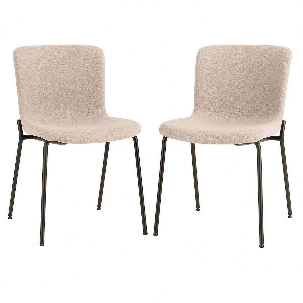 Stuhl-Set Maceda Beige B: 48 cm - Beige/Schwarz, MODERN, Textil/Metall (48/83/59cm) - MID.YOU