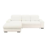 Ecksofa mit Bettfunktion Malaga new Chenille elfenbein - Elfenbein/Schwarz, KONVENTIONELL, Textil (203/286cm) - Ondega