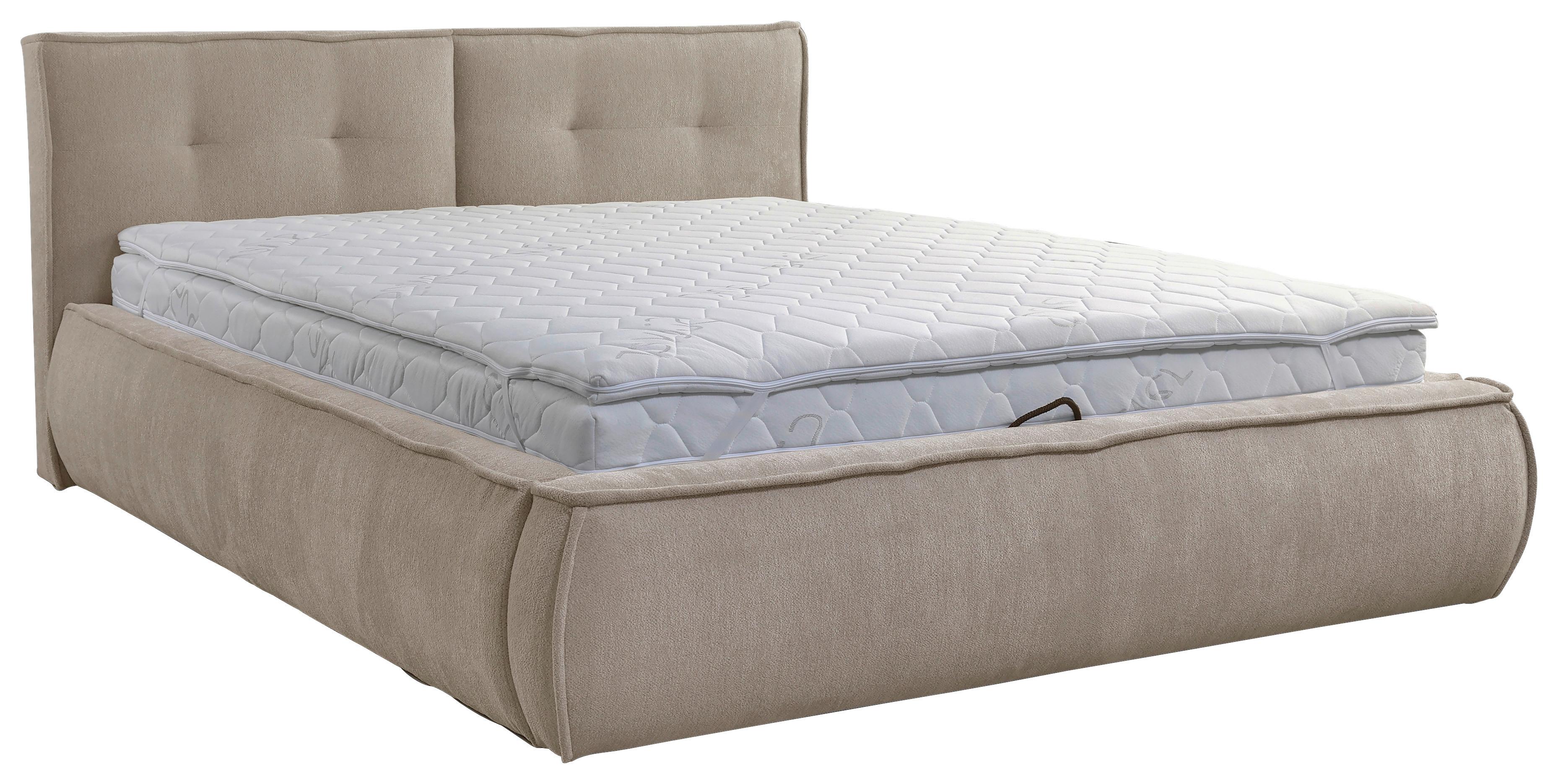 Polsterbett mit Lattenrost Lacjo Hellbraun 180x200 cm - Hellbraun/Beige, LIFESTYLE, Holz/Holzwerkstoff (180/200cm) - Livetastic
