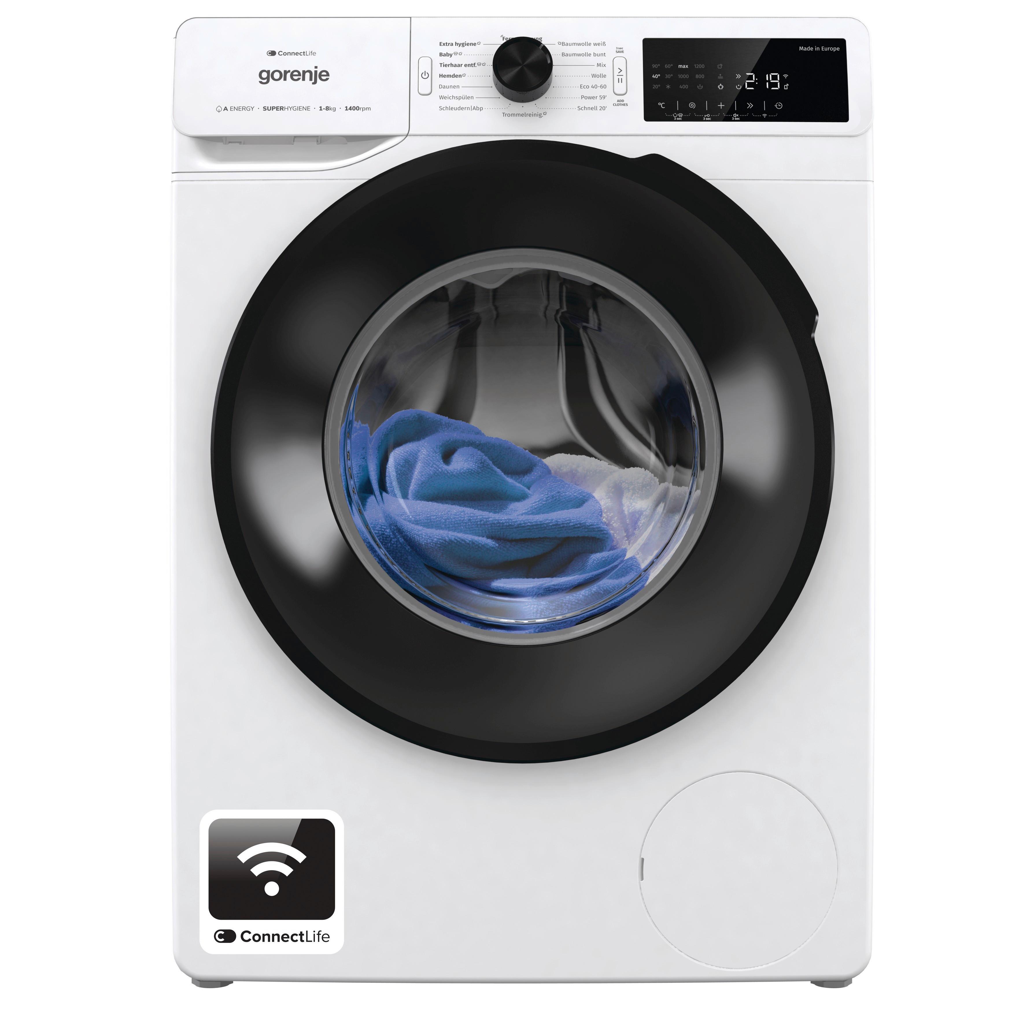 WASCHMASCHINE Füllmenge ca. 8 KG, EEKL: A - Weiß, Basics, Glas/Kunststoff (60/85/46,5cm) - Gorenje