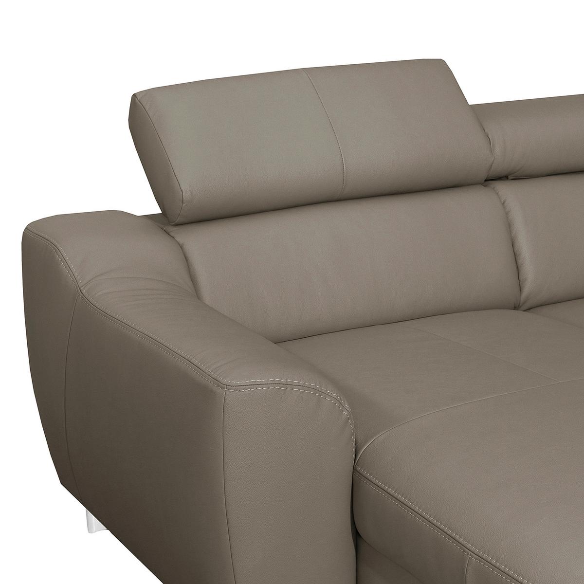 Ecksofa Aspen Taupe S: 242 Cm - Taupe/Chromfarben, Design, Leder/Textil (242/176cm) - Livetastic