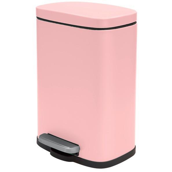 Kosmetikeimer Akira 5l Rosa Metall LxBxH: 21,4x17,6x30 cm - Hellrosa/Schwarz, Basics, Kunststoff/Metall (21,4/17,6/30cm)