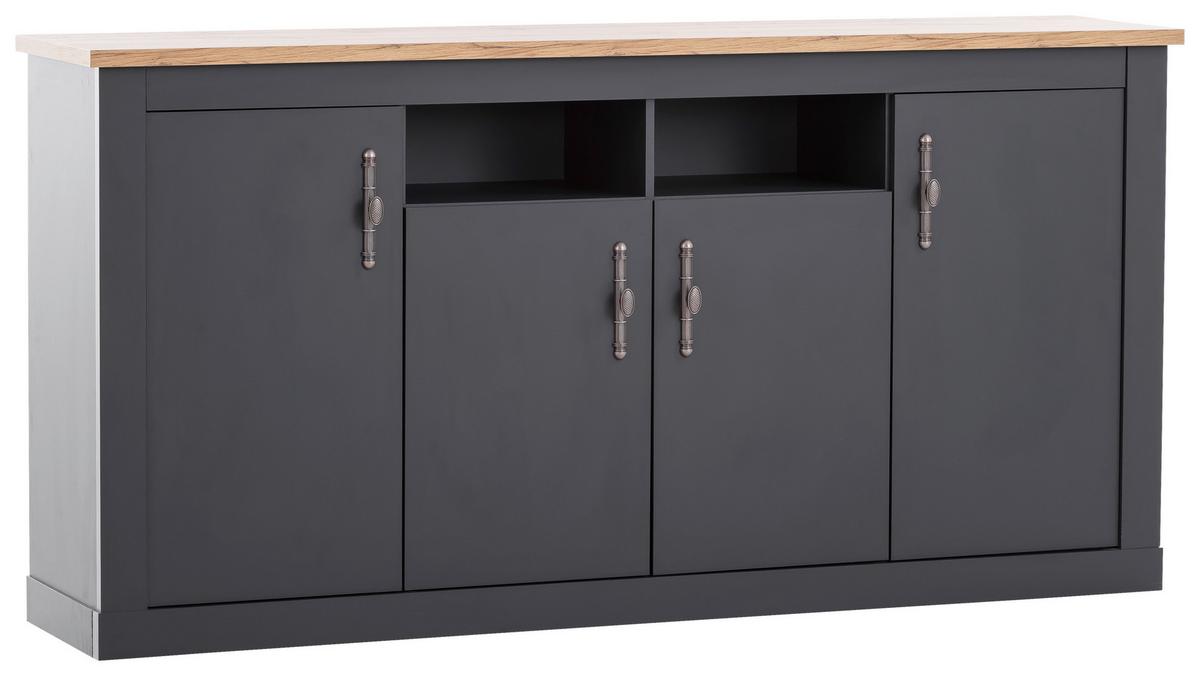 Sideboard Catania Anthrazit/Eiche Dekor B: 200cm - Anthrazit/Eiche Wotan, Design, Holzwerkstoff (200/104/45cm) - MID.YOU