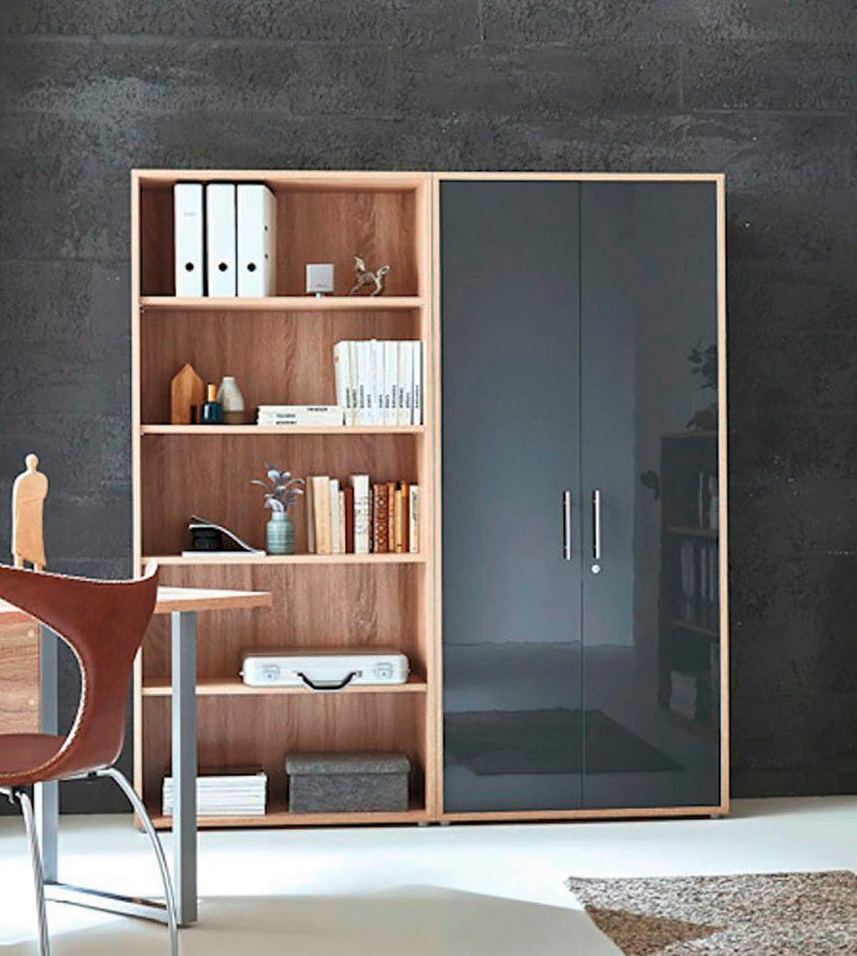 Office Edition B:1730cmsonoma Eiche/Anthrazit - Anthrazit Hochglanz/Sonoma Eiche, MODERN, Holzwerkstoff (173/186/33cm) - MID.YOU