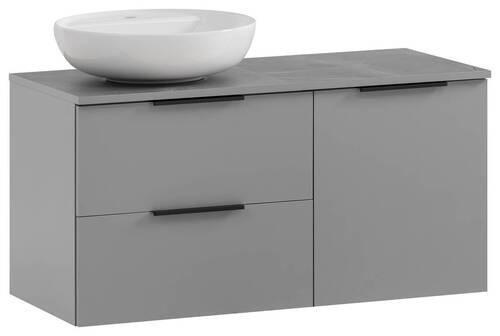 Waschbecken Mit Unterschrank Alessio B: 92,3 Cm Grau - Platinfarben/Weiß Hochglanz, MODERN, Keramik/Holzwerkstoff (92,3cm) - MID.YOU