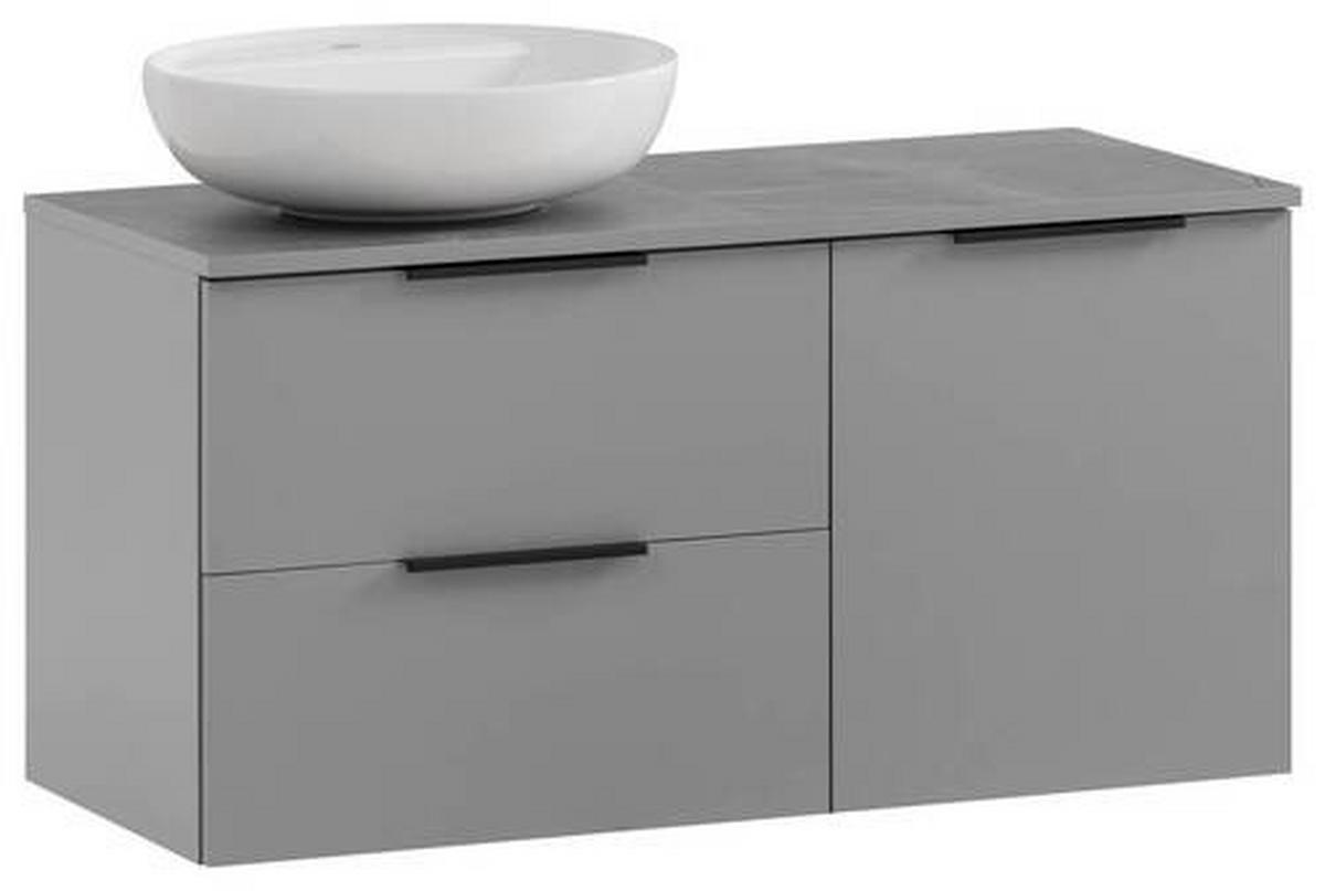 Waschbecken Mit Unterschrank Alessio B: 92,3 Cm Grau - Platinfarben/Weiß Hochglanz, MODERN, Keramik/Holzwerkstoff (92,3cm) - MID.YOU