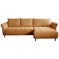 Ecksofa mit Schlaffunktion & Bettkasten Monte Carlo Braun - Senfgelb/Schwarz, Trend, Textil (290/160cm)