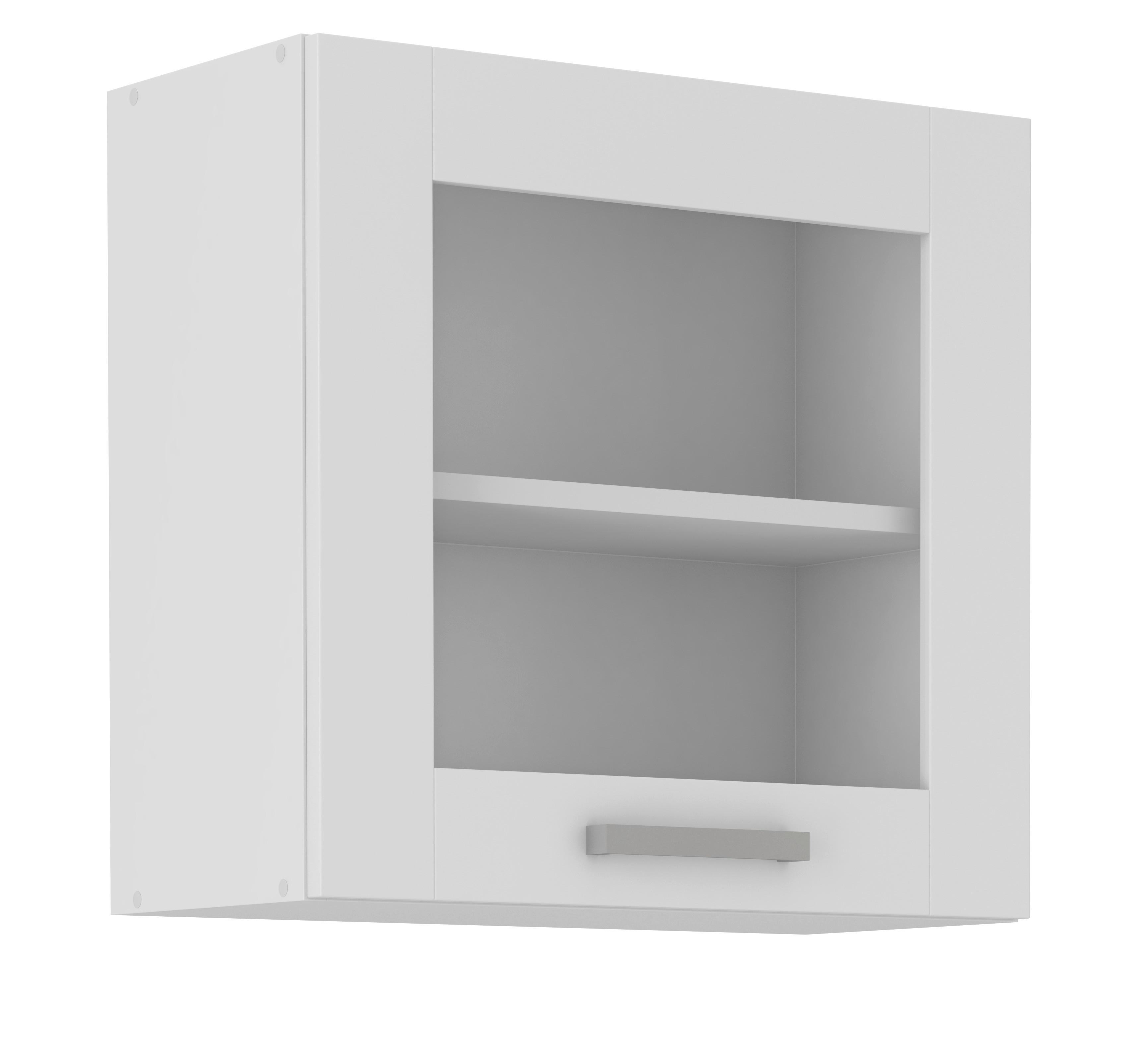 Küchenoberschrank Luisa B: 60 Cm Weiß 1 Drehtür Mit Glas