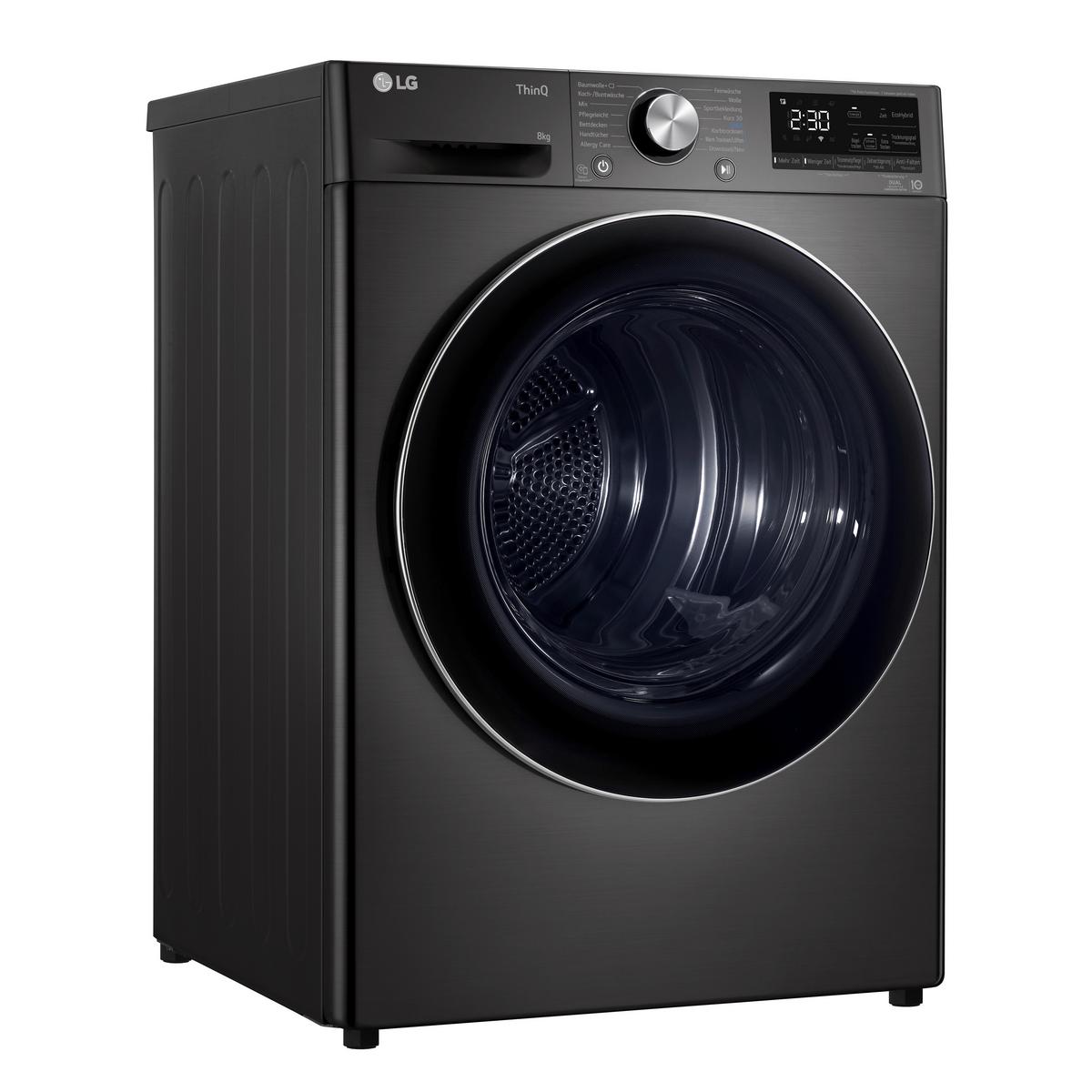 Wärmepumpentrockner Lg Rt80v9b - Chromfarben/Schwarz, Basics, Glas/Kunststoff (60/85/66cm) - LG