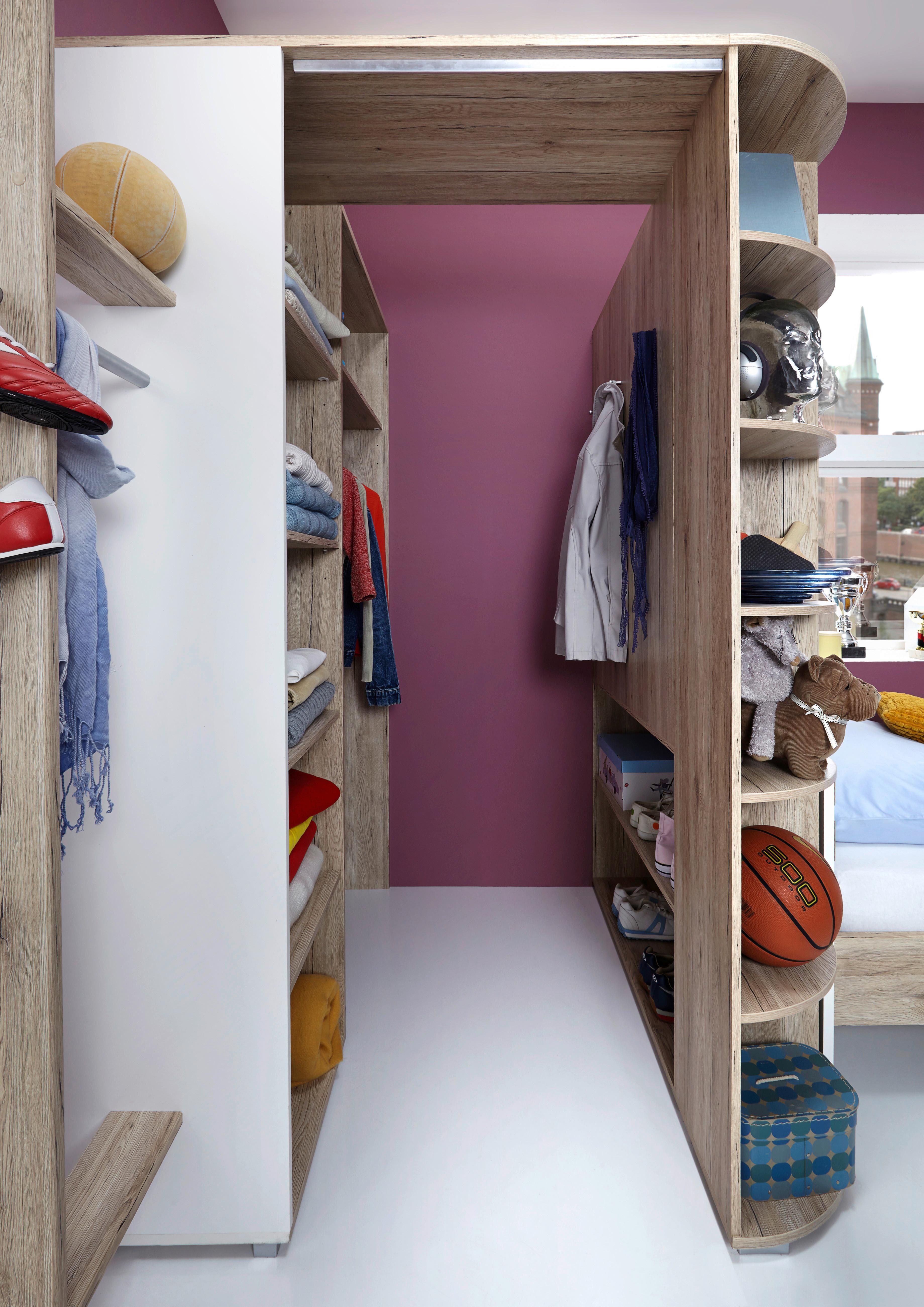 Eckschrank Begehbar B:  124 Cm Cariba, Eiche Dekor/weiß - Weiß/Eiche San Remo, Design, Holzwerkstoff (124/199/148cm) - MID.YOU