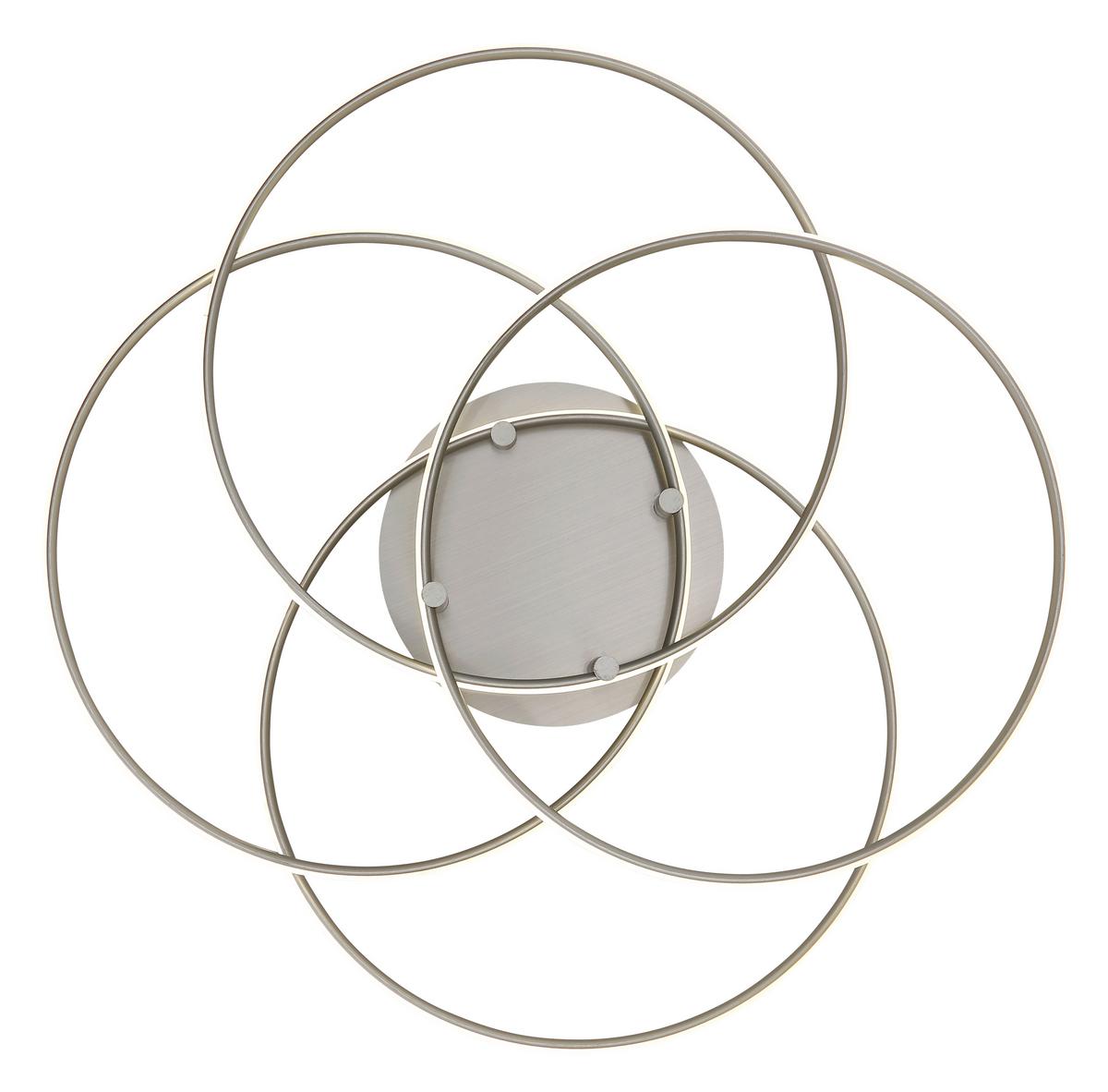 LED-Deckenleuchte Kombos Weiß Nickelfarben D: 51,5 cm - Weiß/Nickelfarben, Design, Kunststoff/Metall (51,5/11,4cm) - Globo