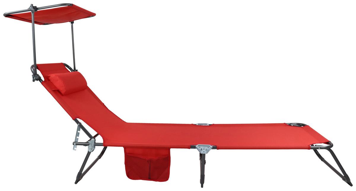 Gartenliege Bindox L Rot B: 55 cm - Rot, MODERN, Kunststoff/Textil (55/24/185cm) - Ambia Garden