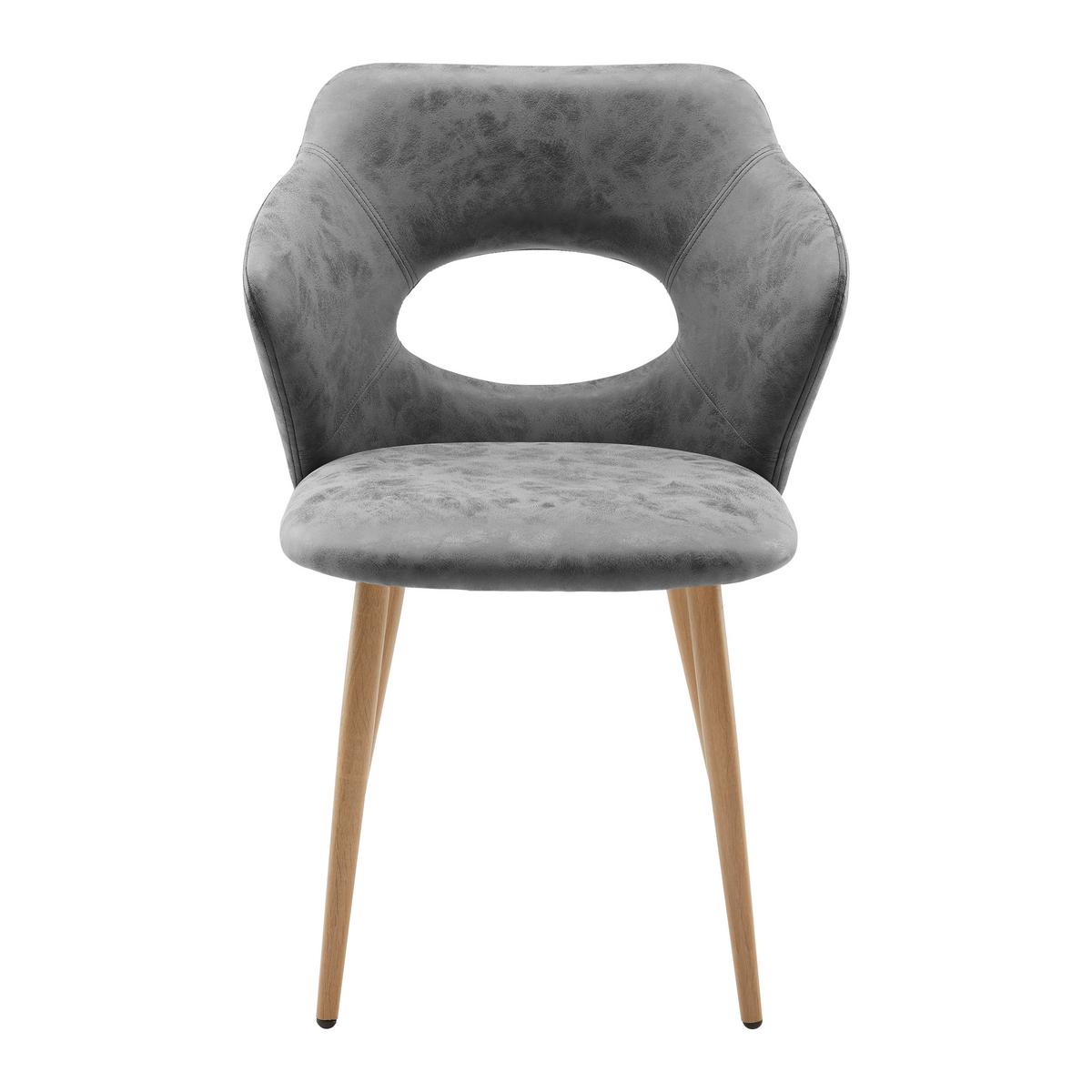 Jedálenská stolička LIZ - farba duba/svetlosivá, Modern, kov/textil (58/82/58cm) - Modern Living