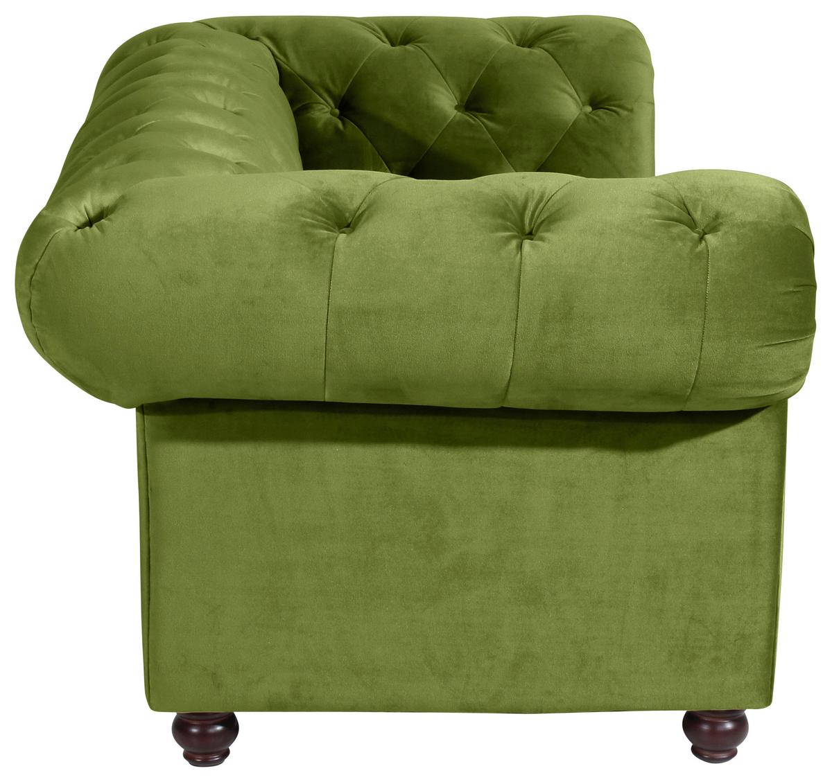 CHESTERFIELD-SOFA ORLEANS - Nussbaumfarben/Olivgrün, Design, Textil (196/77/100cm) - Max Winzer