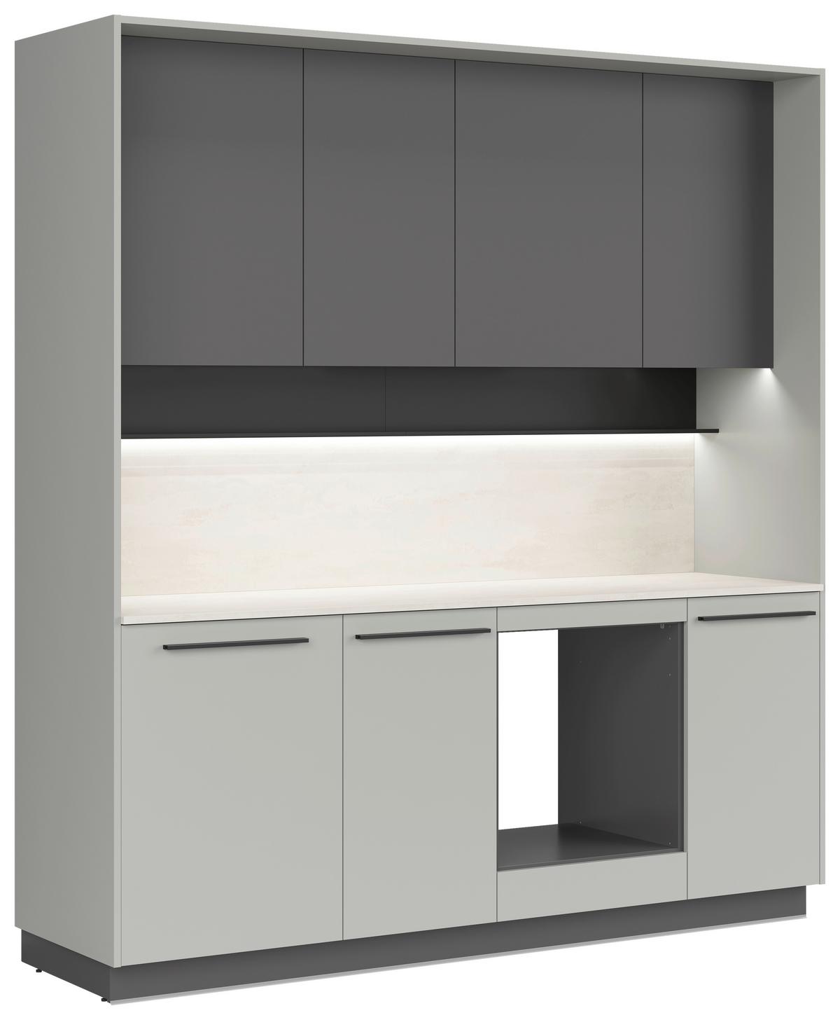 Küchenblock Milino Small-Chg/Grg - Graphitfarben/Grau, Basics, Holzwerkstoff (210cm) - Visiona