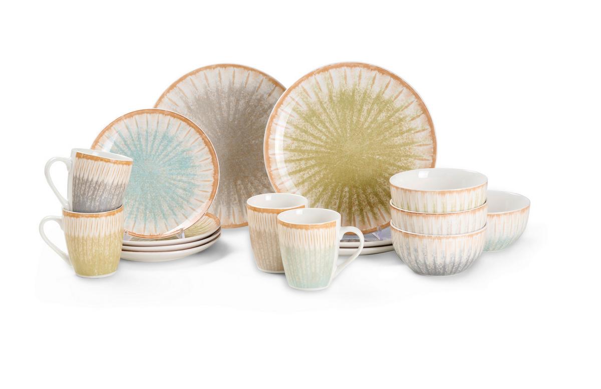 Kombinovaná souprava 16-dielny - šedá/zelená, Konvenční, keramika - Mömax