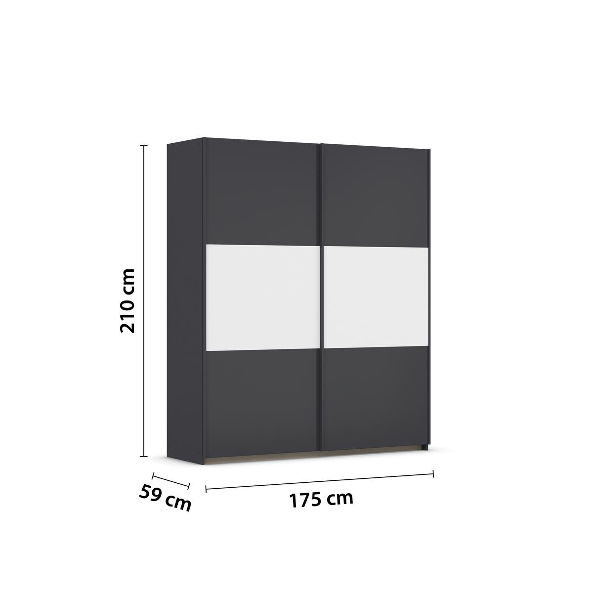 Schwebetürenschrank Neo Grau Weiß B: 175 cm - Alufarben/Weiß, MODERN, Holzwerkstoff (175/210/59cm) - Rauch Möbel
