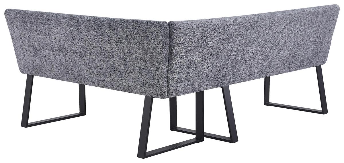 Eckbank Kea Leinenopt. Grau, S. 190x150cm - Schwarz/Grau, KONVENTIONELL, Textil/Metall (190/150cm) - MID.YOU