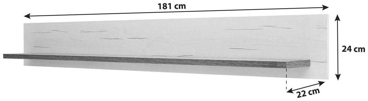 Wandboard Madrid B: 181 cm Eiche-/Pinienfarben - Eichefarben/Pinienfarben, Design, Holzwerkstoff (181/24/22cm) - MID.YOU