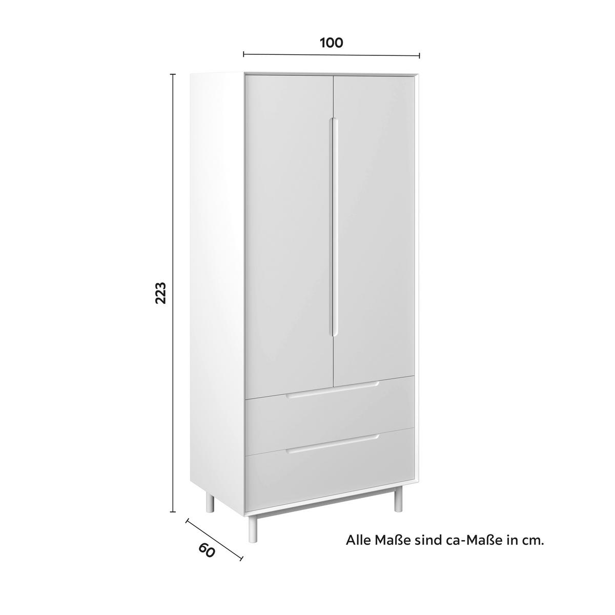 Šatní skříň MARLO š. cca 100 cm, dekor bílá - bílá, Moderní, dřevo/kompozitní dřevo (100/223/60cm) - Bessagi Home