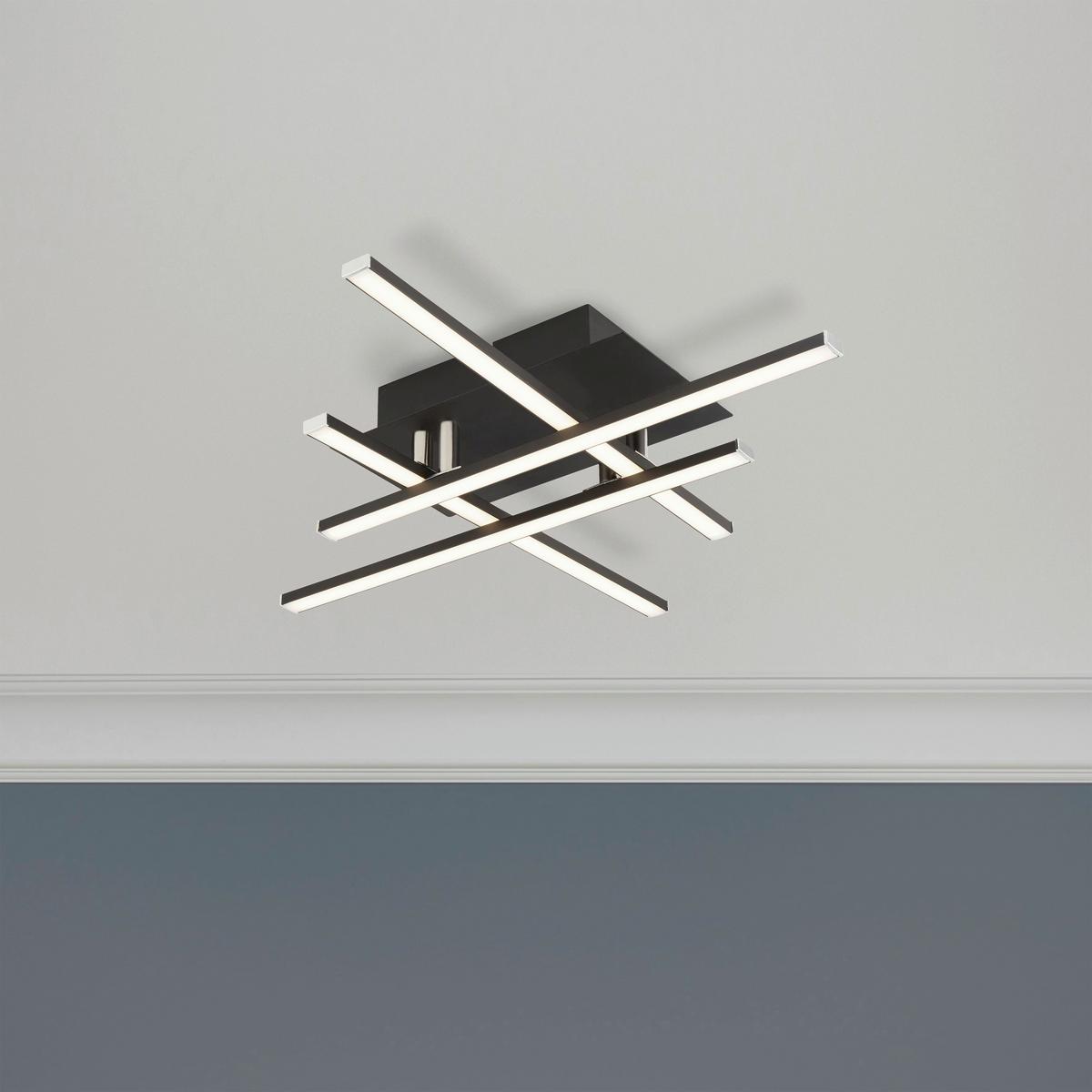 LED-Deckenleuchte 694-4bk - Chromfarben/Schwarz, Design, Kunststoff/Metall (45,5/45,5/8,5cm)