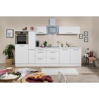 Küchenzeile mit Geräten 300 cm Weiß Hochglanz - Weiß, KONVENTIONELL, Holzwerkstoff (300cm) - Respekta