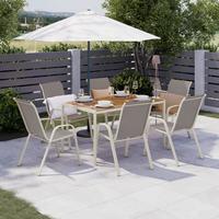 ZAHRADNÍ SESTAVA FLORENZ - barvy teak/světle šedá, Moderní, kov/textil - Mömax