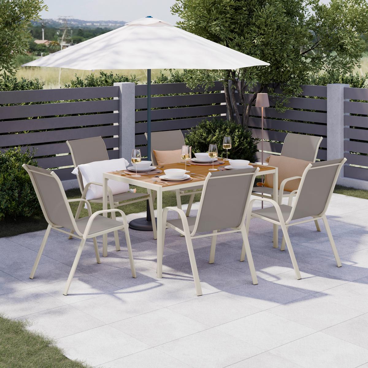 ZAHRADNÍ SESTAVA FLORENZ - barvy teak/světle šedá, Moderní, kov/textil - Mömax