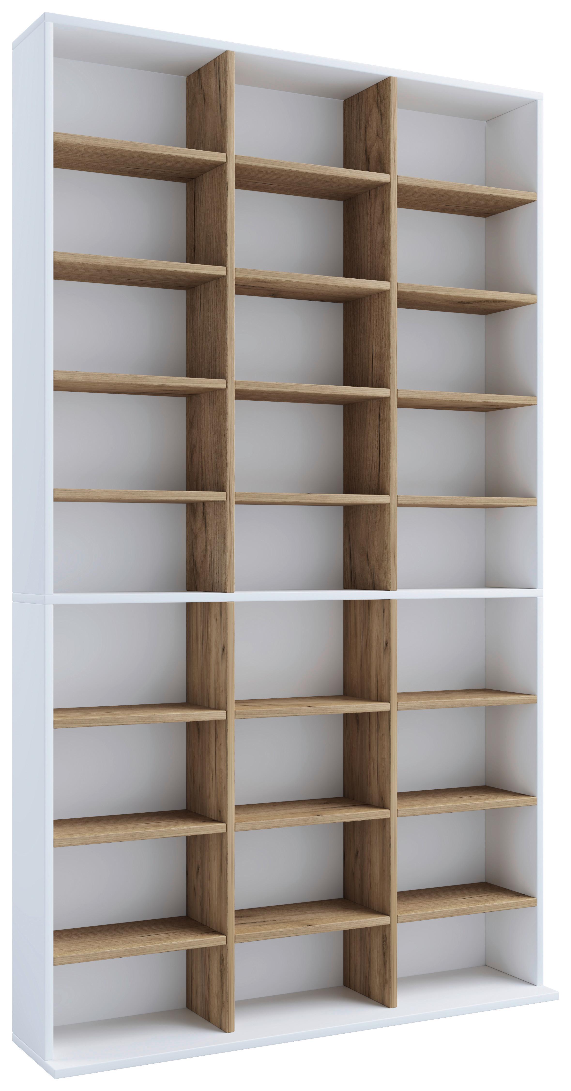 Regal Megosa Weiß Honigeiche Dekor - Honigeiche/Weiß, Design, Holzwerkstoff (102/181/23cm) - MID.YOU