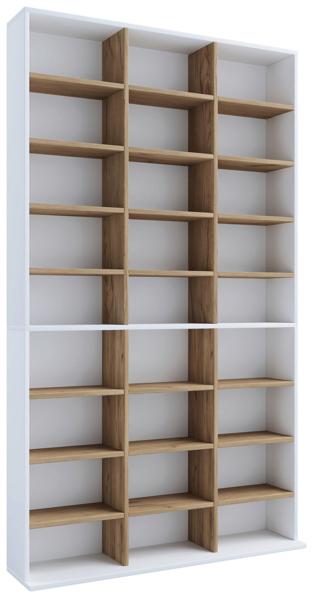 Regal Megosa Weiß Honigeiche Dekor - Honigeiche/Weiß, Design, Holzwerkstoff (102/181/23cm) - MID.YOU