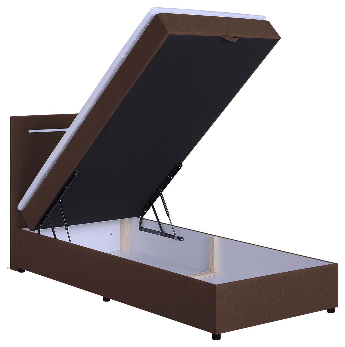 Boxbett Pisa 100 Led 100x200 Braun - Schwarz/Braun, MODERN, Holzwerkstoff/Textil (100/200cm) - MID.YOU