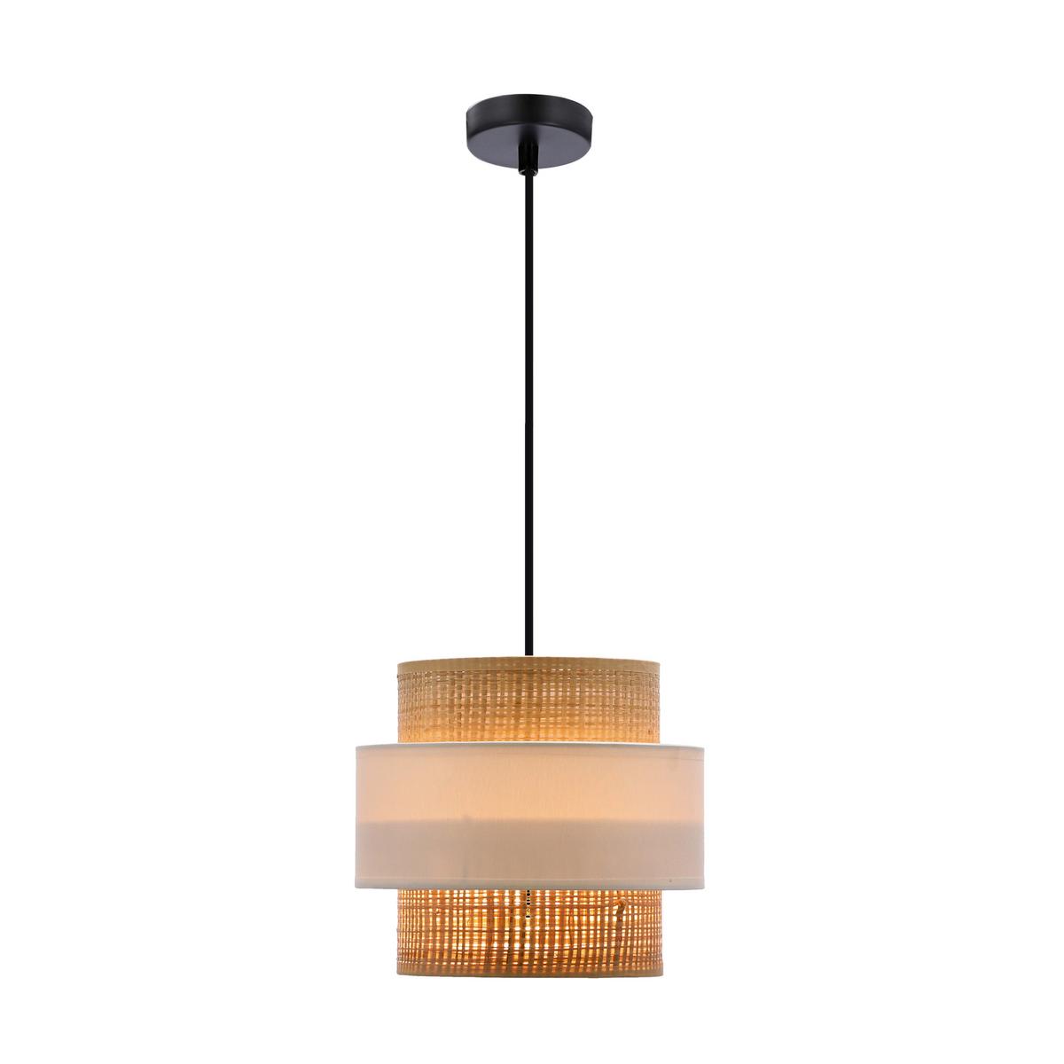 Hängeleuchte 31-18182 Rattan - Creme/Schwarz, Natur, Kunststoff/Metall (20/100cm)