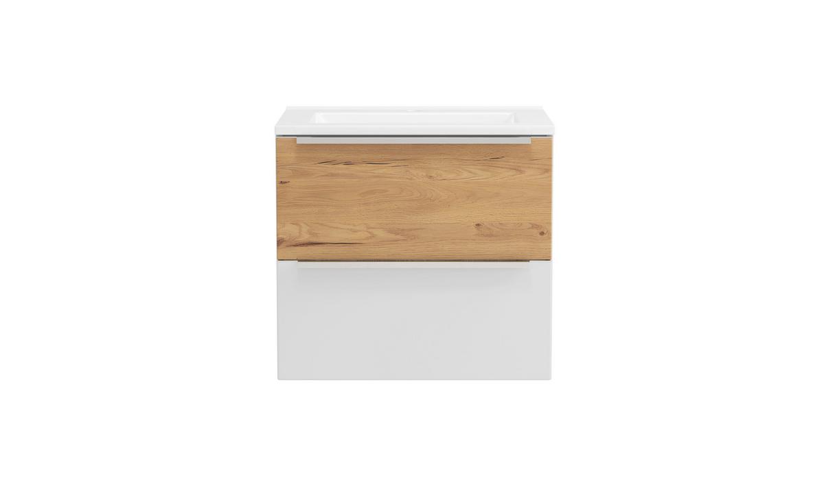 BADEZIMMER Verona Weiß/Wildeiche B: 60cm - Wildeiche/Weiß, Trend, Glas/Holzwerkstoff (60cm) - Held