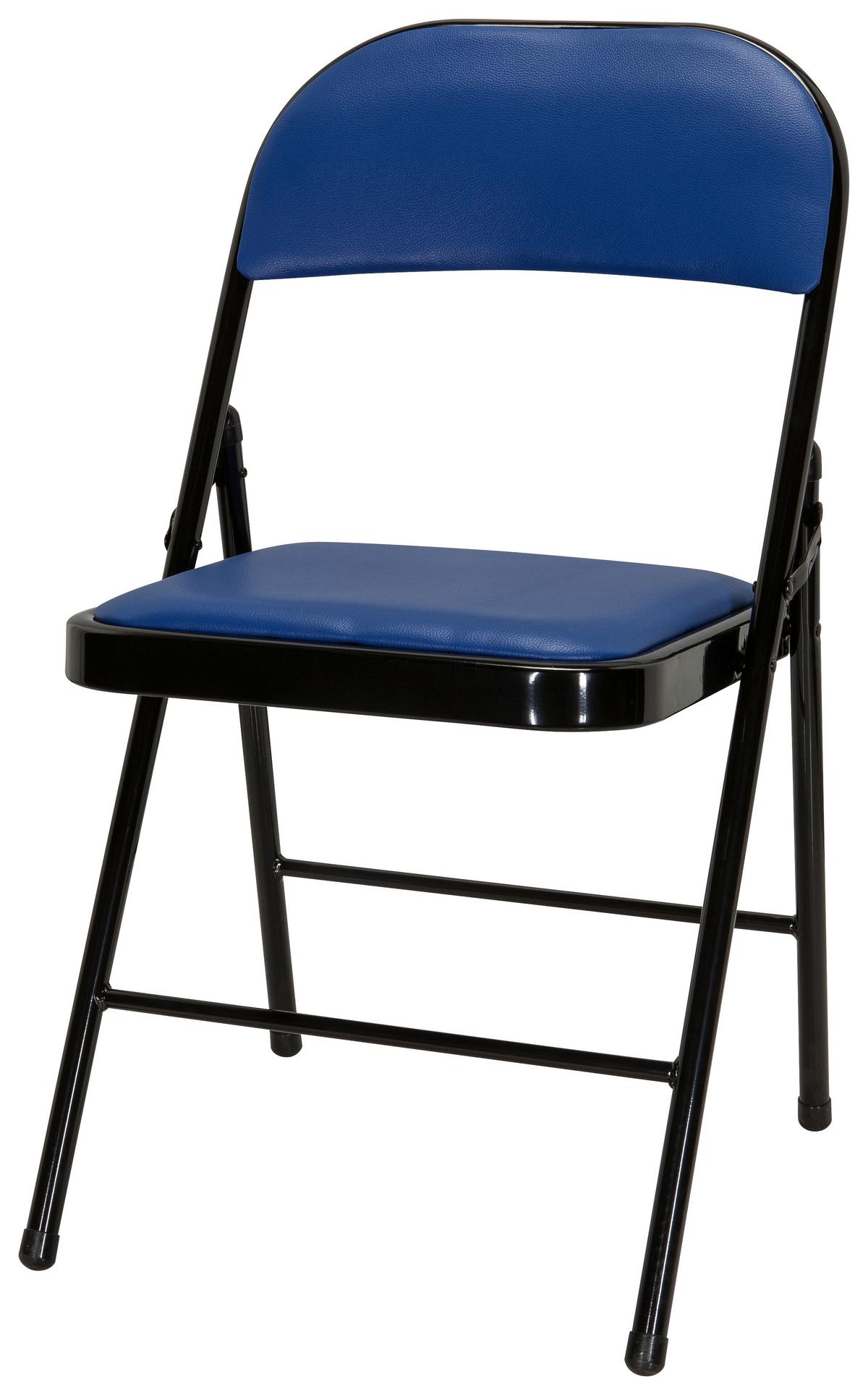 Klappstuhl Tudela Pu Blau/schwarz - Blau/Schwarz, Basics, Textil/Metall (44/80/49cm) - MID.YOU