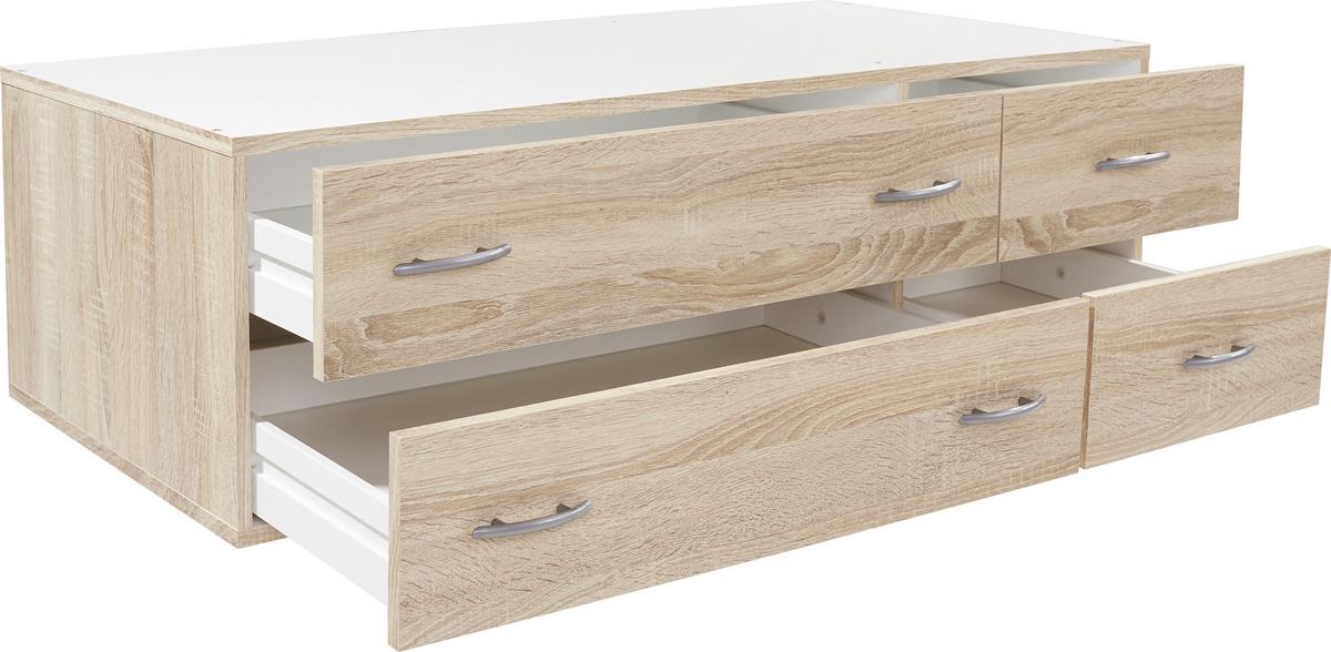 ZÁSUVKA BASE 3 - Sonoma dub/barvy hliníku, Konvenční, kompozitní dřevo/plast (120/33/52cm)