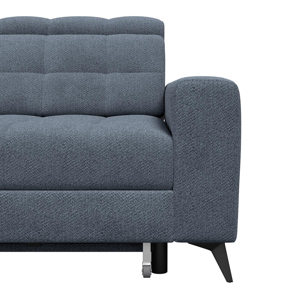 Ecksofa Barletta New Velours Blau, 228x289cm - Blau/Schwarz, ROMANTIK / LANDHAUS, Textil (228/289cm) - Luca Bessoni