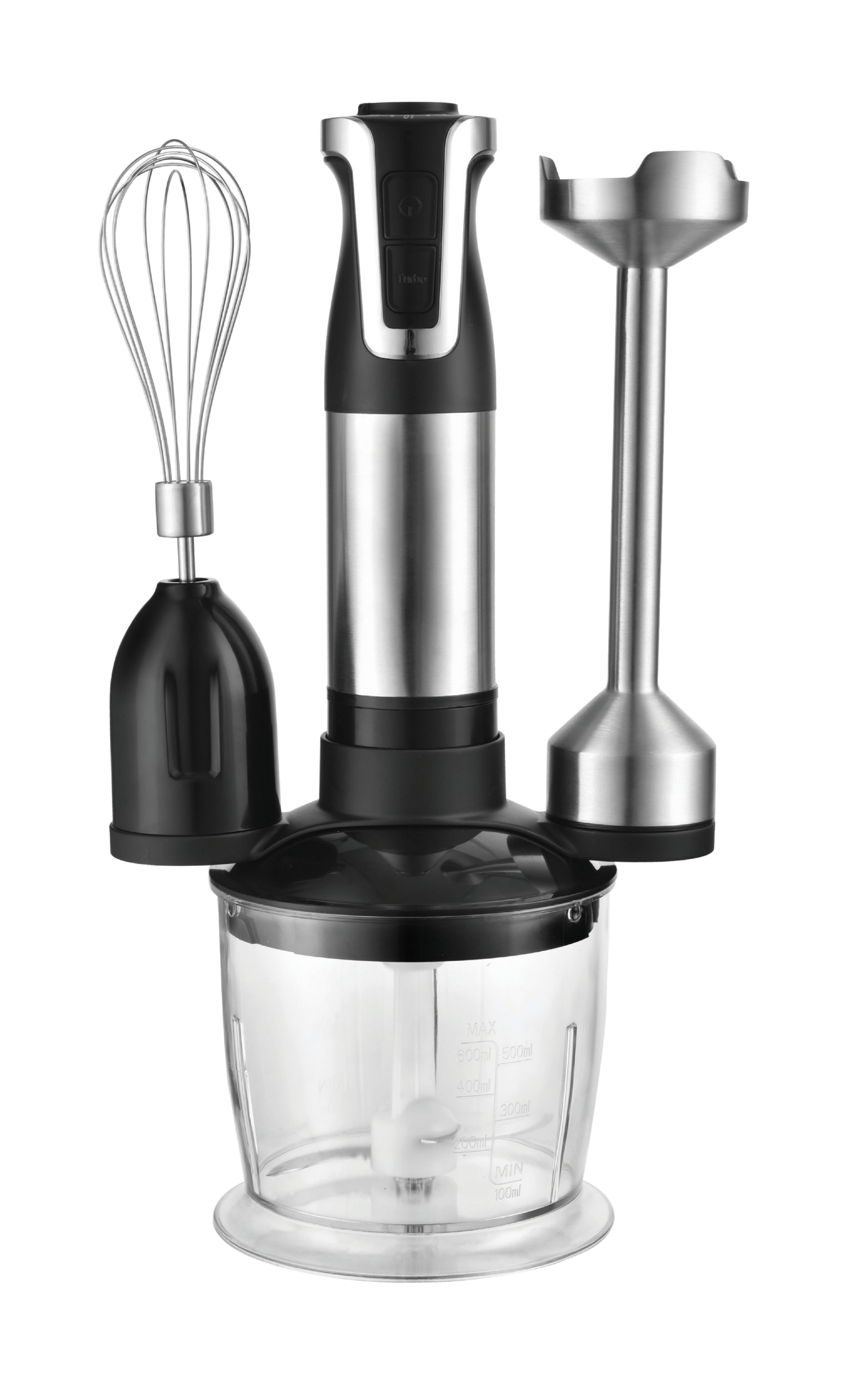 Stabmixer-Set Gusteau Schwarz/ Edelstahl 800w 4-teilig - Edelstahlfarben/Schwarz, KONVENTIONELL, Kunststoff/Metall (19,5/13,5/37cm) - Bono