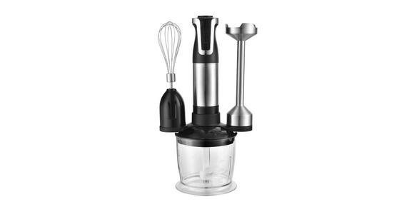 Stabmixer-Set Gusteau Schwarz/ Edelstahl 800w 4-teilig - Edelstahlfarben/Schwarz, KONVENTIONELL, Kunststoff/Metall (19,5/13,5/37cm) - Bono