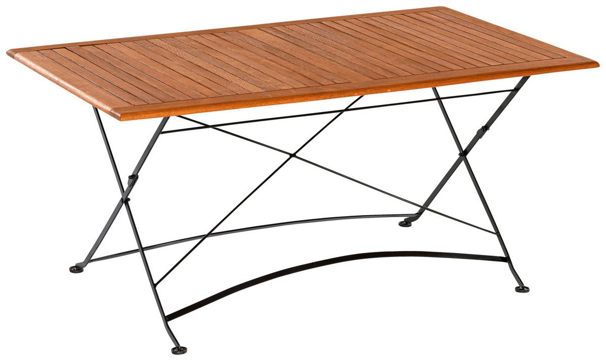 Gartentisch Klappbar Holz/ Metall L: 160 cm - Graphitfarben/Naturfarben, KONVENTIONELL, Holz/Metall (160/90/73cm) - Gardenson