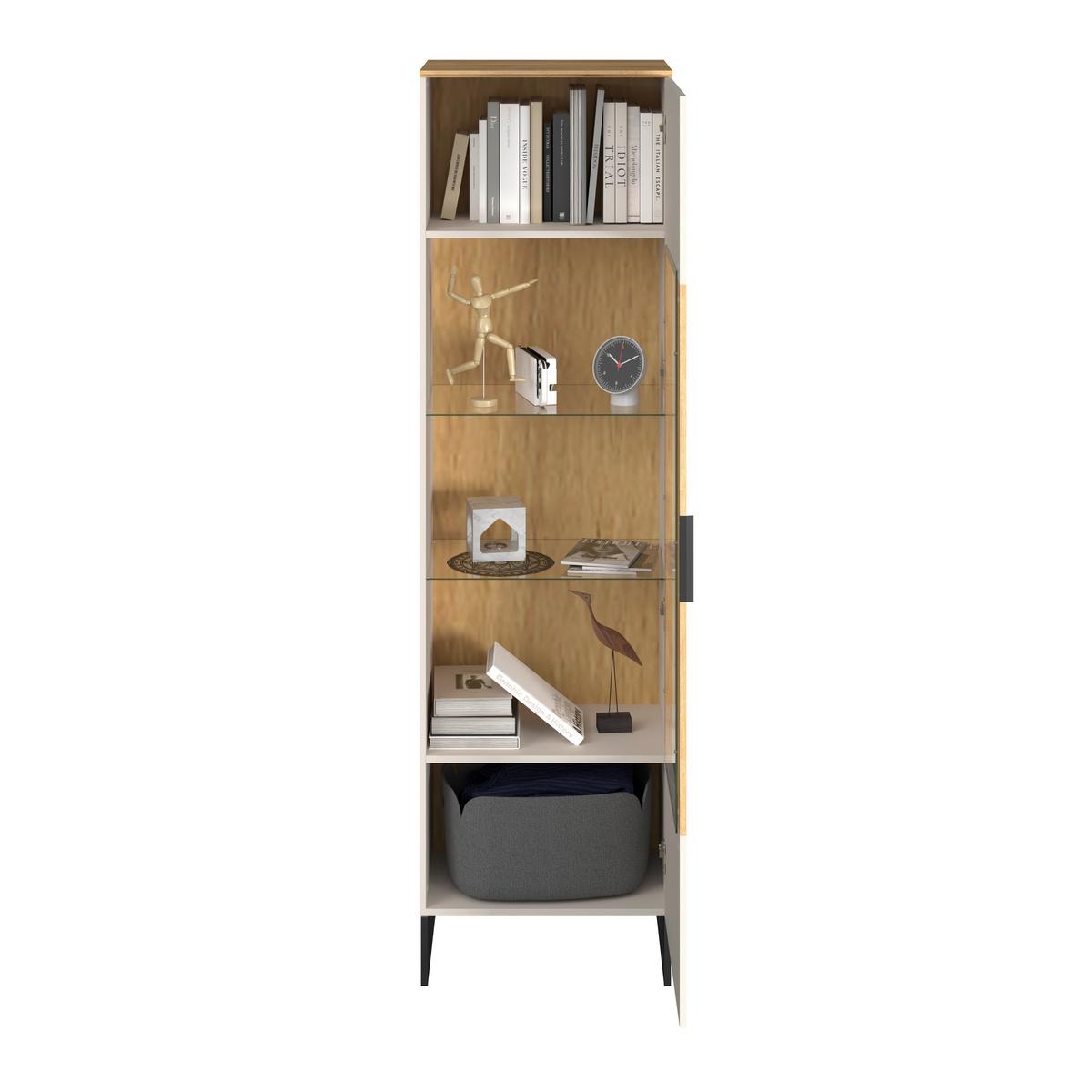 Stapelprogramm King Eichefarben/Kaschmir B:310,2cm - Kaschmir/Eichefarben, MODERN, Glas/Holzwerkstoff (310,2/200/40cm)
