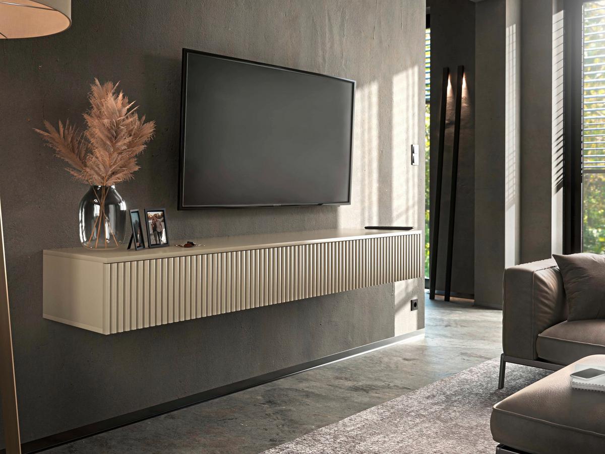 SKRINKA POD TV LANAI - kašmírová, Modern, kompozitné drevo (180/25/40cm)