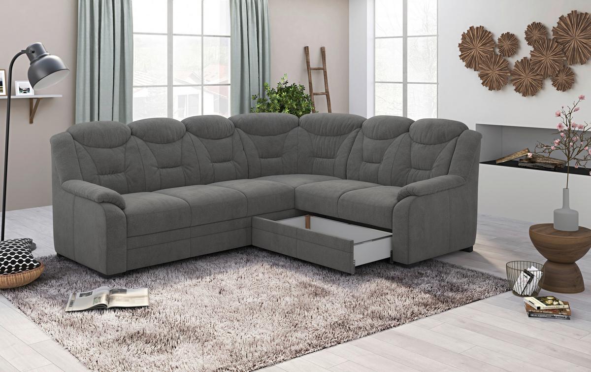 Ecksofa Marcus Anthrazit S: 263x211 cm - Anthrazit/Schwarz, Basics, Textil (263/211cm) - MID.YOU