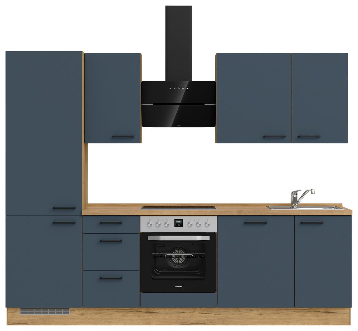 Küchenleerblock Easytouch High-Line, H6 Links - Blau/Eichefarben, MODERN, Holzwerkstoff (270cm) - Nobilia