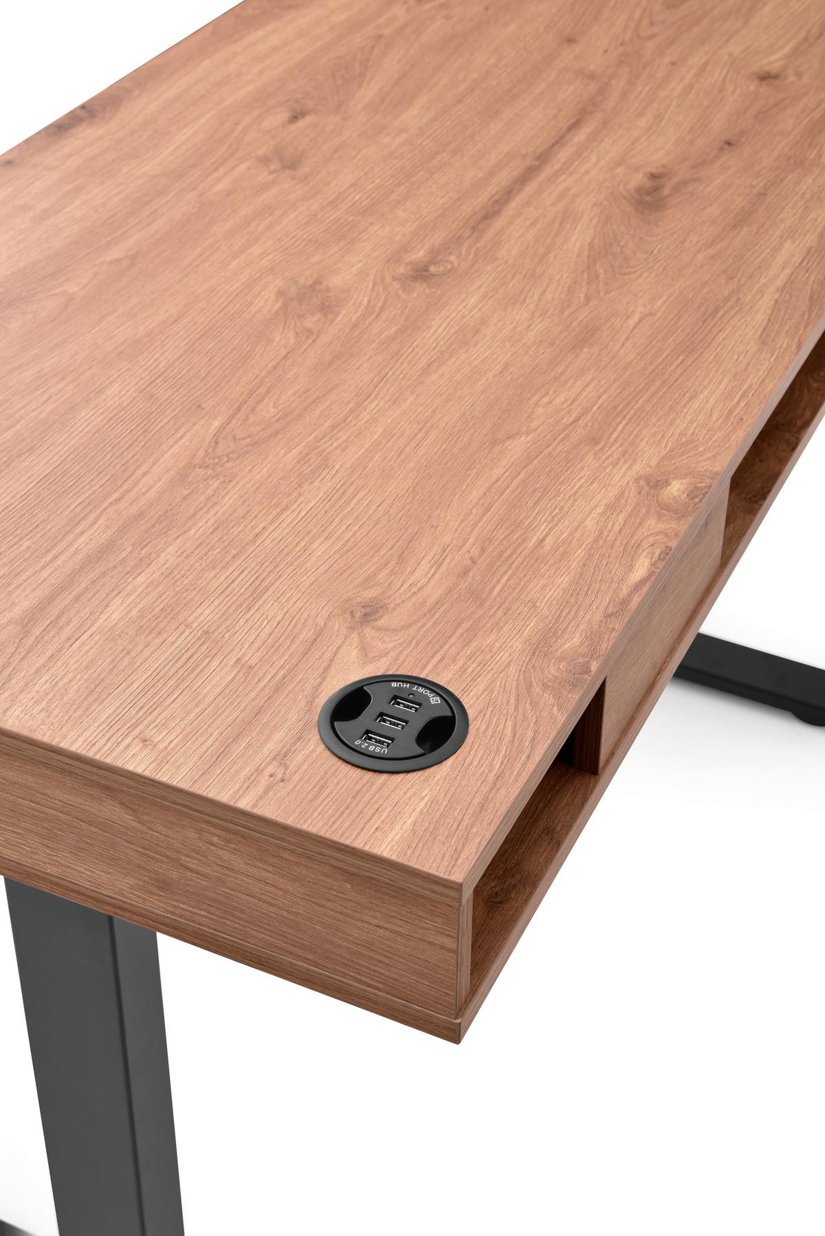 Schreibtisch Worktime Style Schwarz/Eichefarben L: 120cm - Eichefarben/Schwarz, MODERN, Holz/Metall (120/60/72-110cm) - MID.YOU
