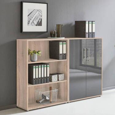 Office Edition B: 168,8 cm Sonoma Eiche/Anthrazit - Anthrazit Hochglanz/Sonoma Eiche, MODERN, Holzwerkstoff (168,8/113,6/33cm) - MID.YOU