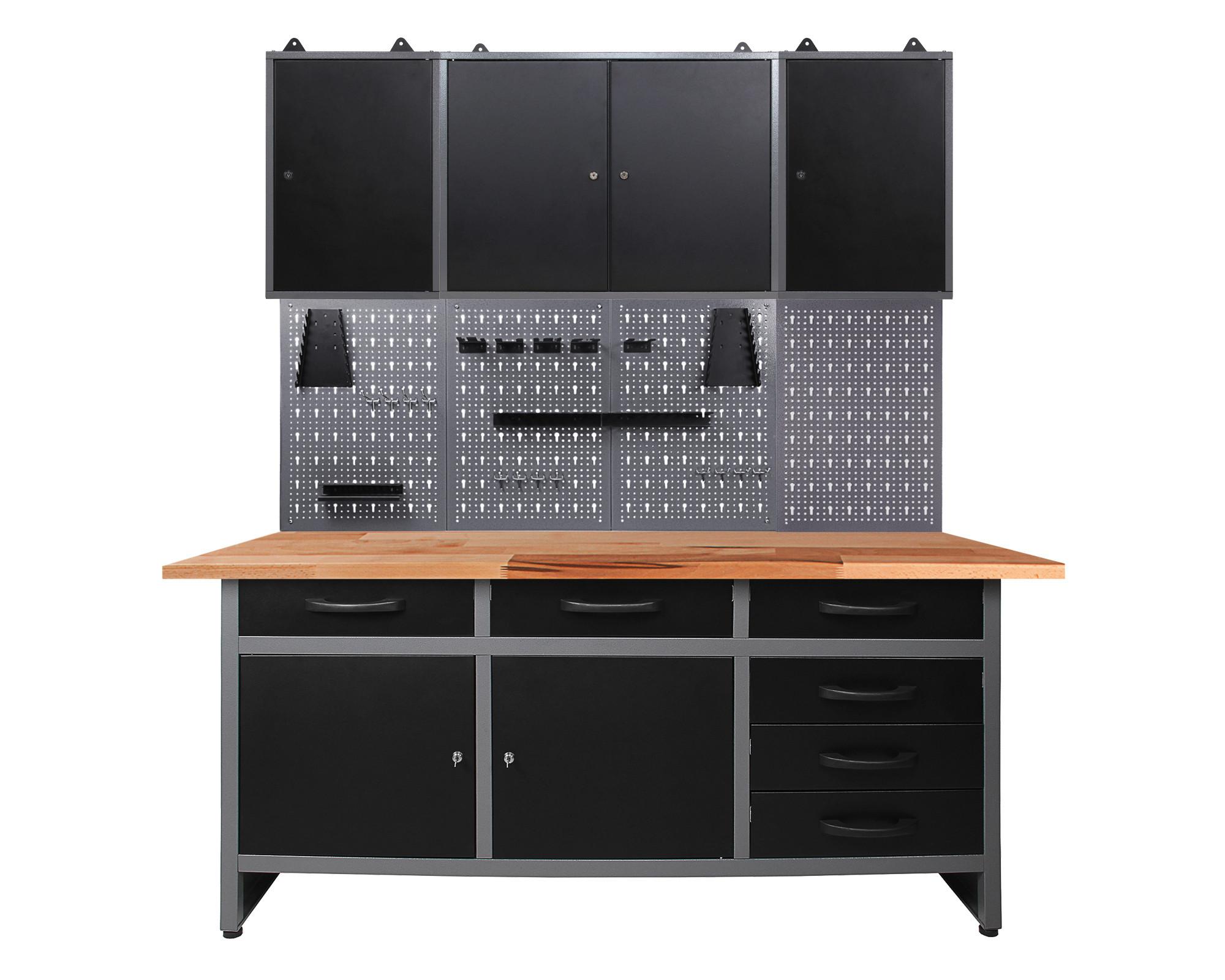 Werkbank-Set Karsten B: 160 cm Anthrazit/Grau