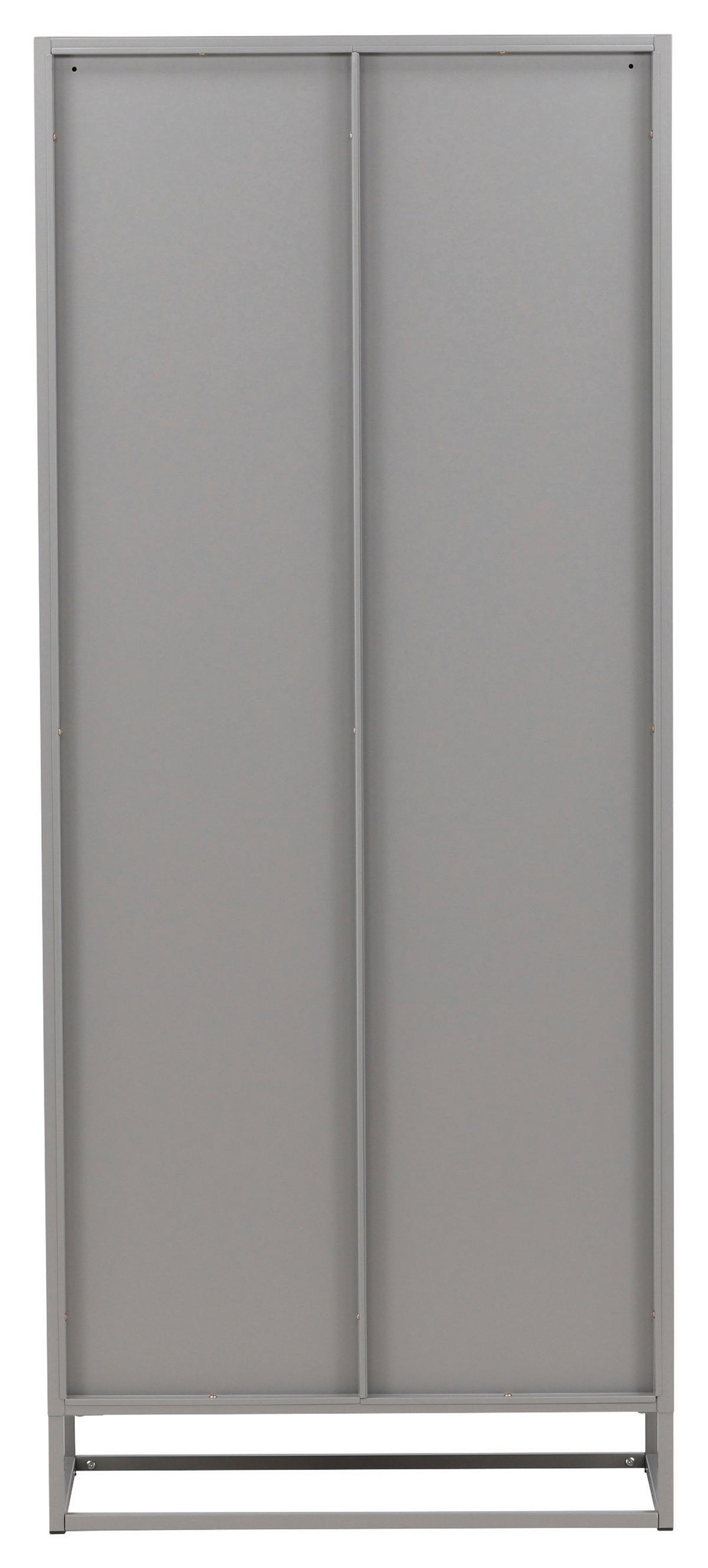 Vitrine Bakal - Hellgrau, Design, Glas/Metall (80/190/41cm) - Livetastic
